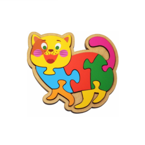 Quebra cabeça de gatinho colorido MDF 3MM